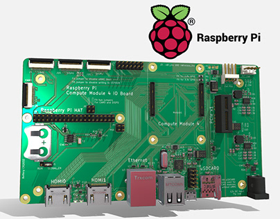 3D model of the Raspberry Pi Compute Module 4 IO Board