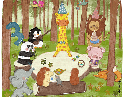 Birthday Party of Cute Animals