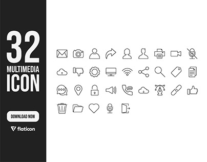 Multimedia Detailed Outline 32 icon pack