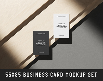 Portrait 85x55 Business Card Mockup Set