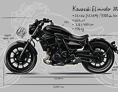 Kawasaki Eliminator 2024 Bobber + blueprint