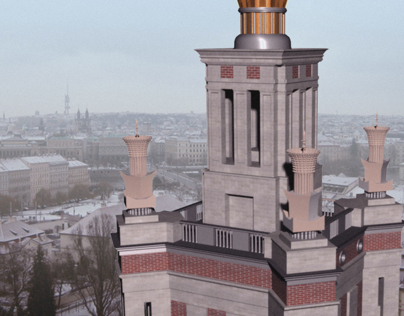 One of Moscow State University clock-tower 3D model