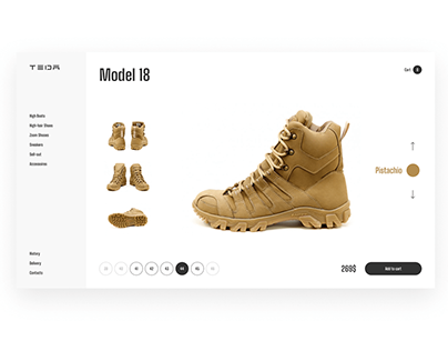TEDA Military shoes shop redesign concept UI/UX