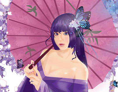 Raiden in kimono | Vusama illustration