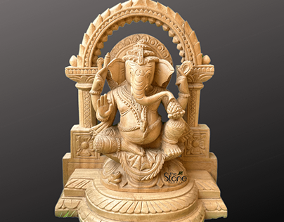 Small Wooden Ganesha Statue 12″