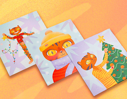 New year tiger mood cards