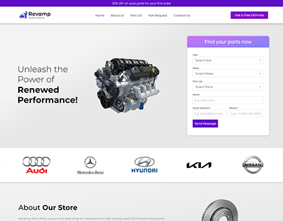 Revamp auto parts website design