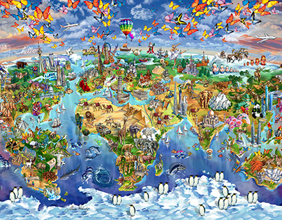 World Wonders Illustrated map