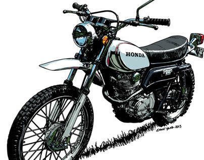 HONDA XL250 vintage motorcycle vector art drawing