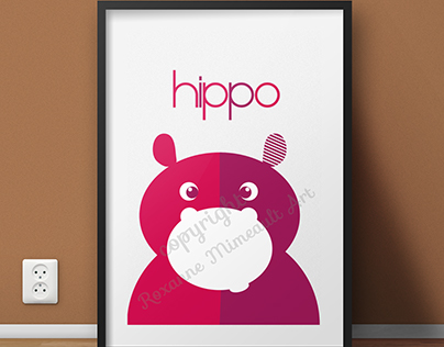 Hippo nursery print