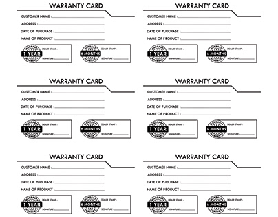 Warranty Card for Shop, A4 print
