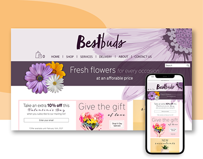 Mockup Website Design for Best Buds Floral