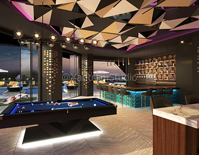 3D Interior Visualization of Sky Lounge Bar