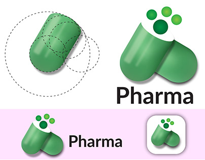 3d pharmacy logo with golden ratio