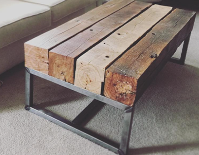 Steel/Wood Beam Coffee Table