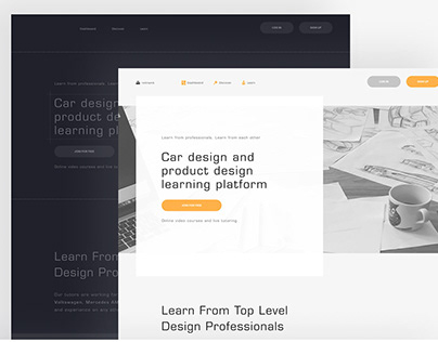 Landing page design for Car design earning platform