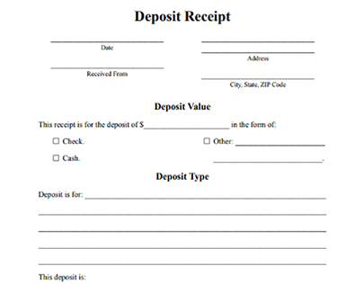 Simple Deposit Receipt Template