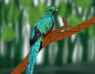 Resplendent Quetzal - Polygonal Animal