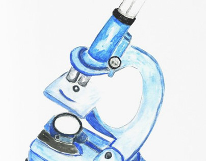 Painted blue microscope
