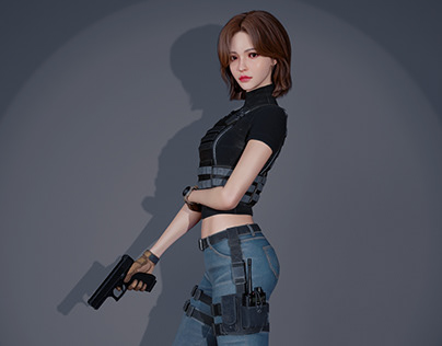 3D Military Woman Character