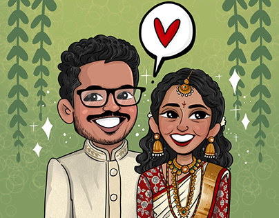 Wedding portrait and Invite for Jyothi and Anudeep