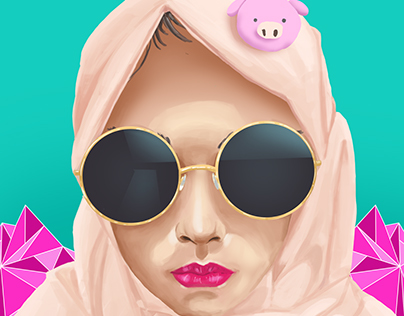 Birthday Illustration Pink Hijab