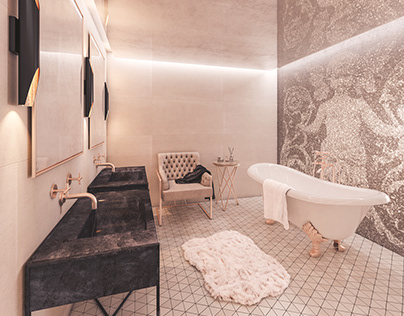 Luxury bathroom in a historical building