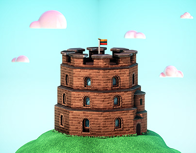 Animated Gediminas Castle Tower illustration