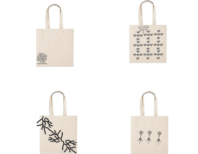 tote bags and poster