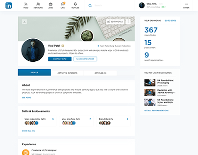 LinkedIn Web Layout Redesign - User Profile