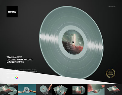 Translucent Colored Vinyl Record Mockup Set v.3