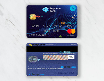 Nigeria Keystone bank mastercard, in PSD format