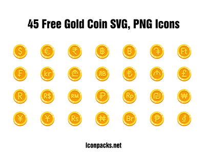 45 Free Gold Coin SVG, PNG Currency Icons