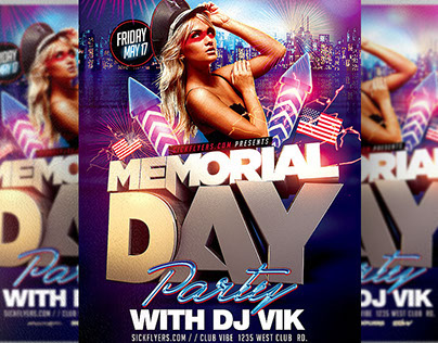 Memorial Day Party Flyer Template