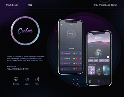 Calm -Meditation / Sleep App - UI/UX Design