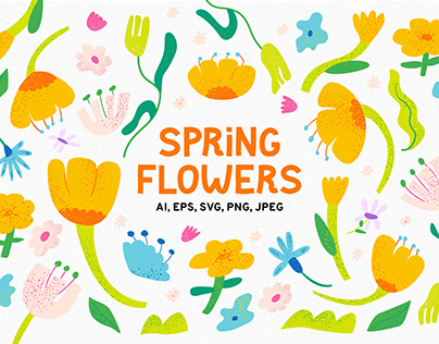 Spring Flowers Cliparts & Patterns