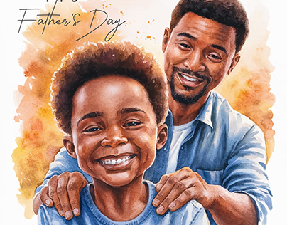 WATER COLOR PAINT DESIGN FATHER AND SON