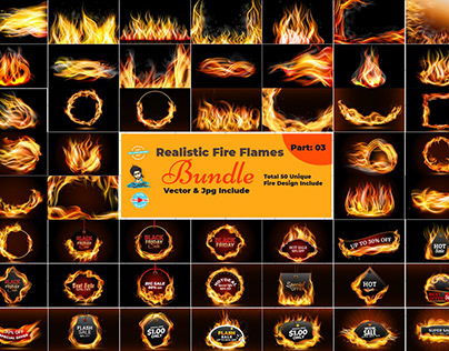 Realistic Fire Flames Design Bundle