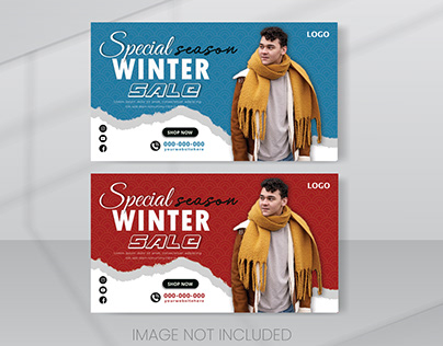 Gift Season Winter Sale Design Banner Template