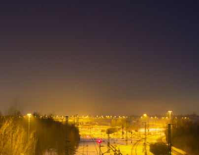 night view over munich northern freight terminal