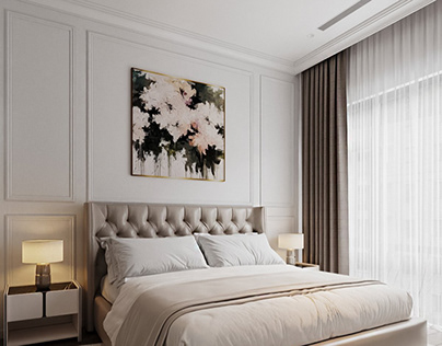 minimalist neoclassical bedroom | MASTERI 1+