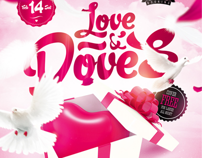 Love & Doves Party Flyer, PSD Template
