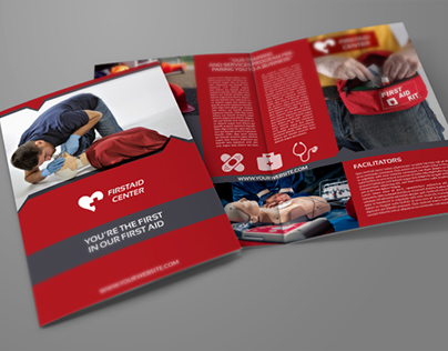 First Aid Brochure Bi-Fold Template 