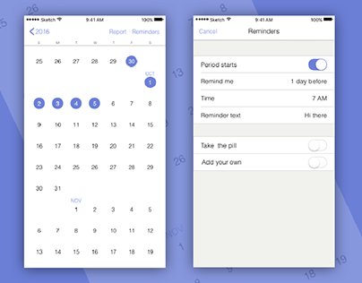 Calendar and Reminders App UI