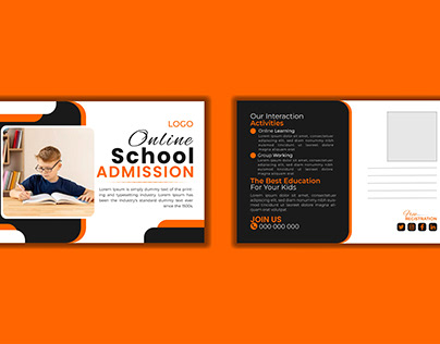 creative online school admission for post card design