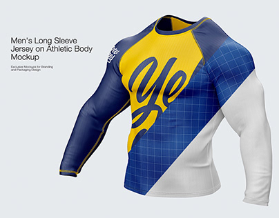 Men's Long Sleeve Jersey on Athletic Body Mockup