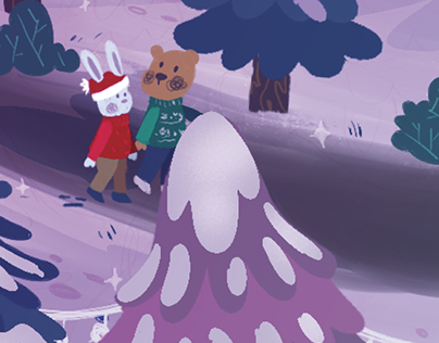 Two friends in the frosty forest