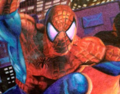 illustration Spiderman, color pens