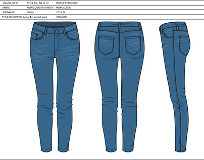 Technical spec sheet- Womens's jeans