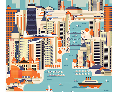 Draw a city on the illustrator